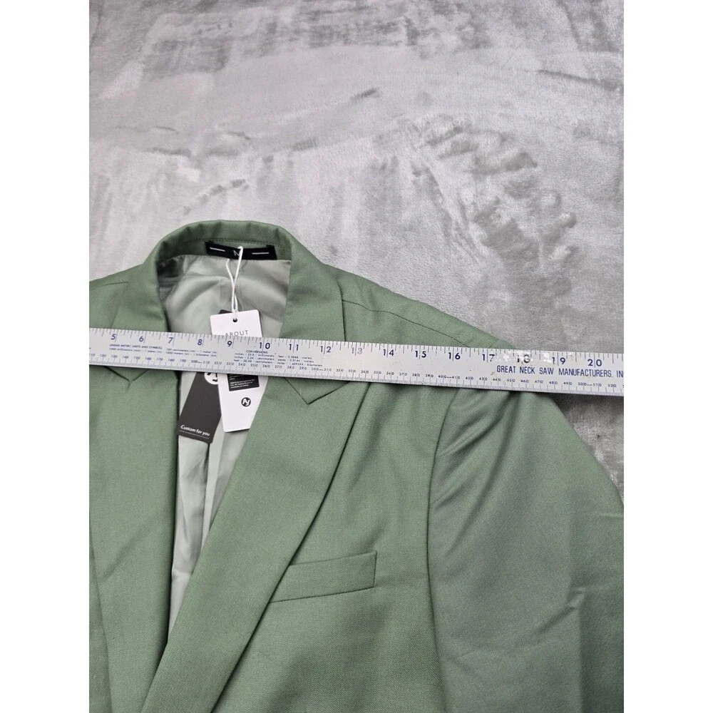 AO YAN Men Slim Fit Blazer Sage Dusty Green Gold Buttons Suit Jacket Size M NWT
